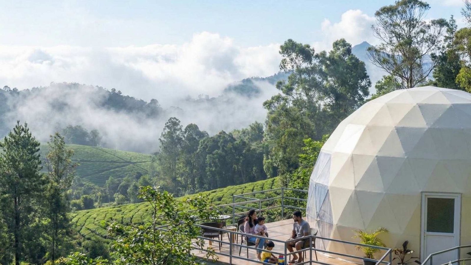 Luxury glamping in Kodaikanal at Lushgreen Glamp with private dome stay surrounded by misty hills and greenery