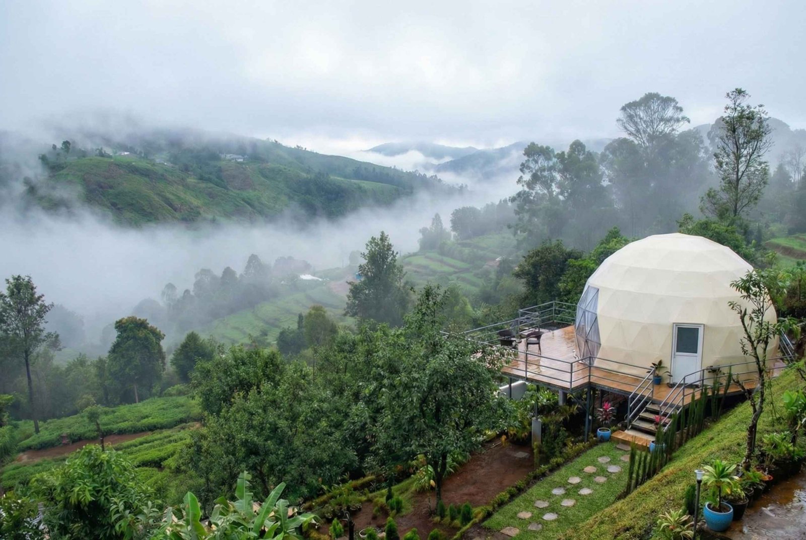 Lushgreen Glamp Kodaikanal Marigold Misty HIll View